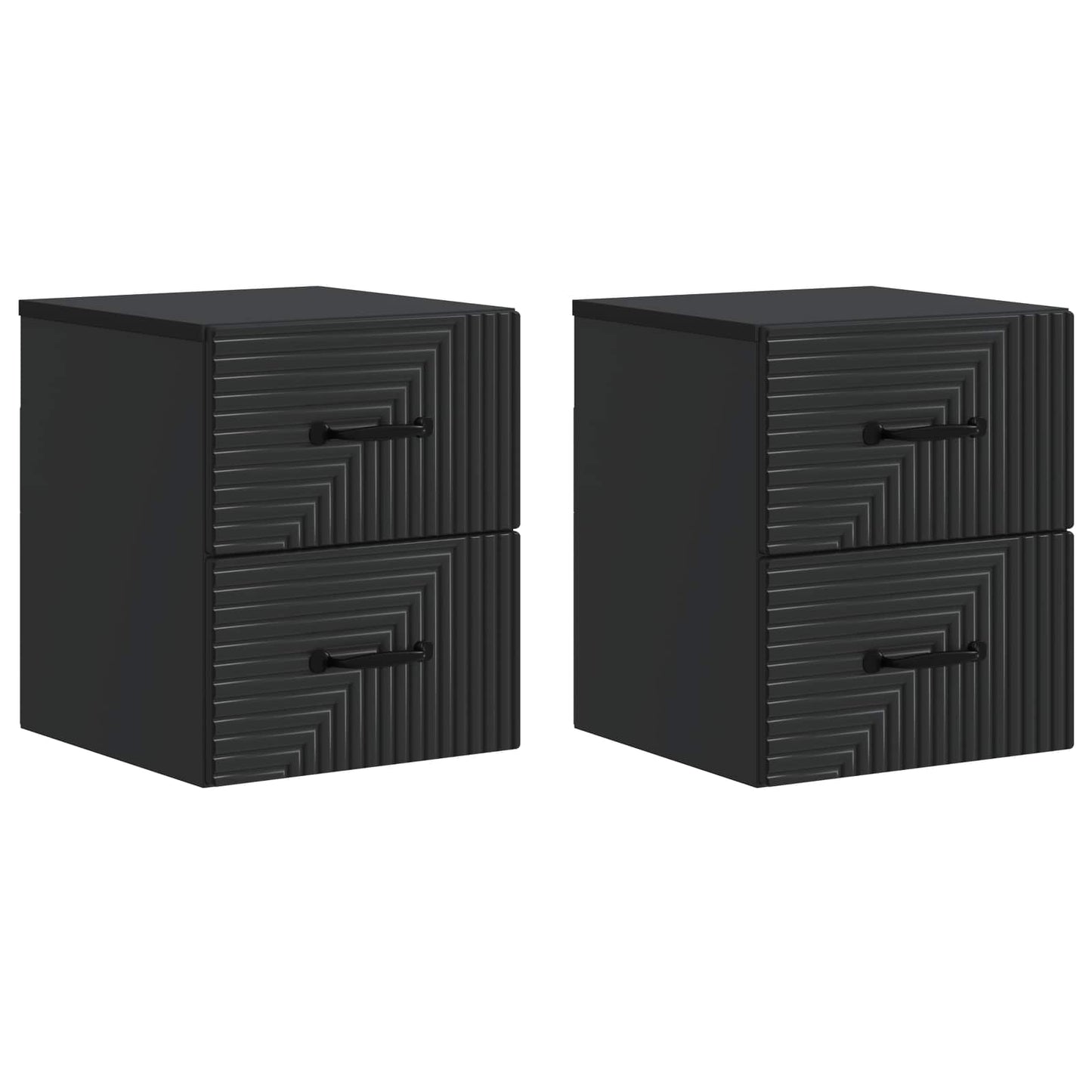 vidaXL Wall-Mounted Bedside Cabinet 2 pcs Black 34.5 x 33 x 40 cm