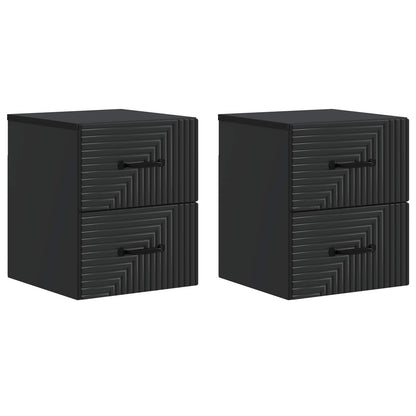 vidaXL Wall-Mounted Bedside Cabinet 2 pcs Black 34.5 x 33 x 40 cm