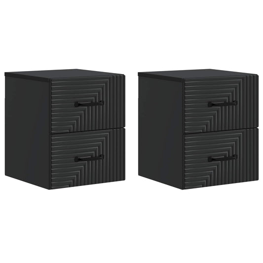 vidaXL Wall-Mounted Bedside Cabinet 2 pcs Black 34.5 x 33 x 40 cm