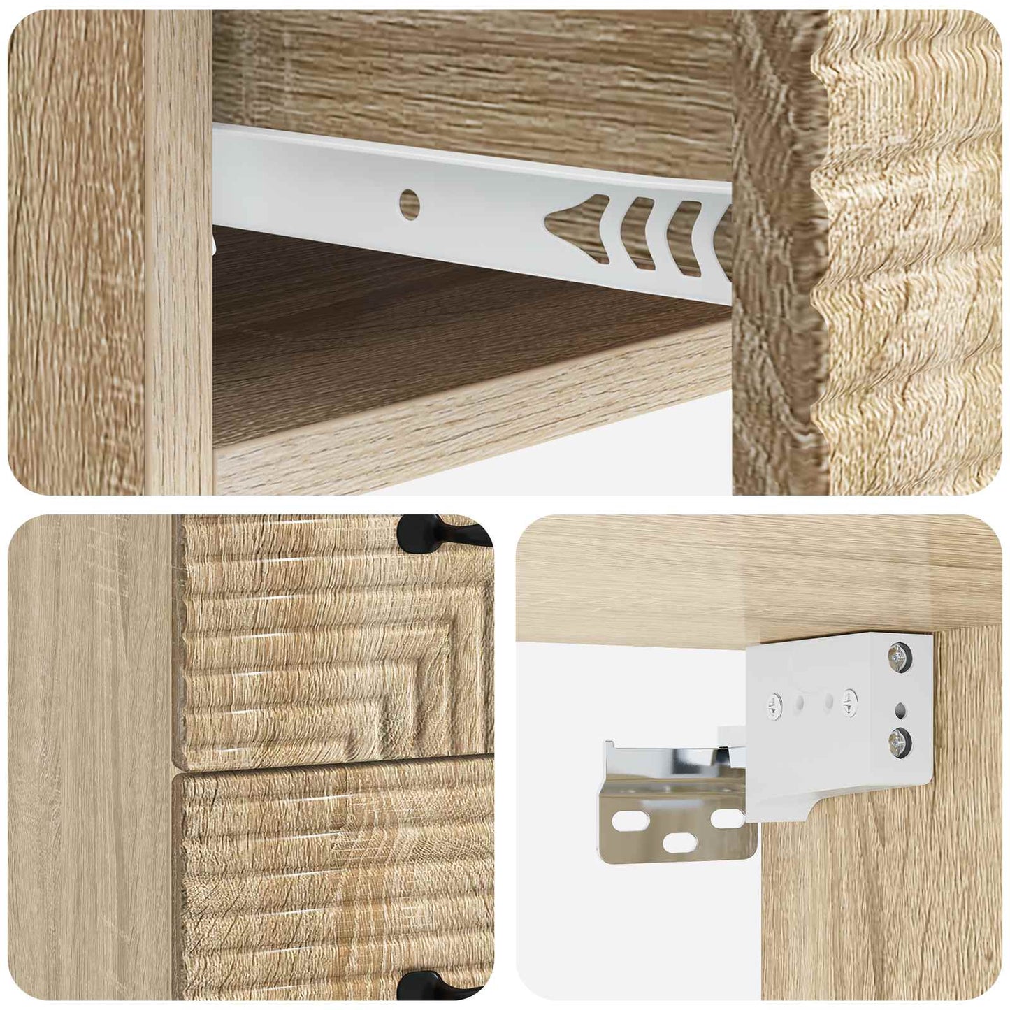 vidaXL Wall-Mounted Bedside Cabinet Sonoma Oak 34.5 x 33 x 40 cm