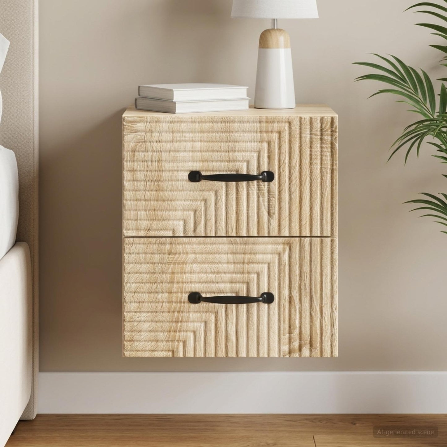 vidaXL Wall-Mounted Bedside Cabinet Sonoma Oak 34.5 x 33 x 40 cm