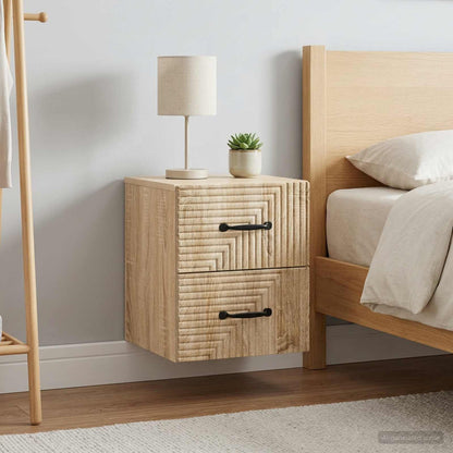 vidaXL Wall-Mounted Bedside Cabinet 2 pcs Sonoma Oak 34.5 x 33 x 40 cm