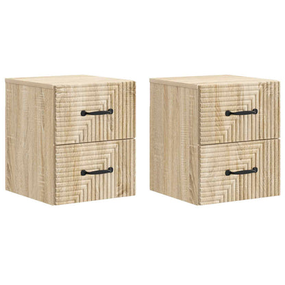 vidaXL Wall-Mounted Bedside Cabinet 2 pcs Sonoma Oak 34.5 x 33 x 40 cm