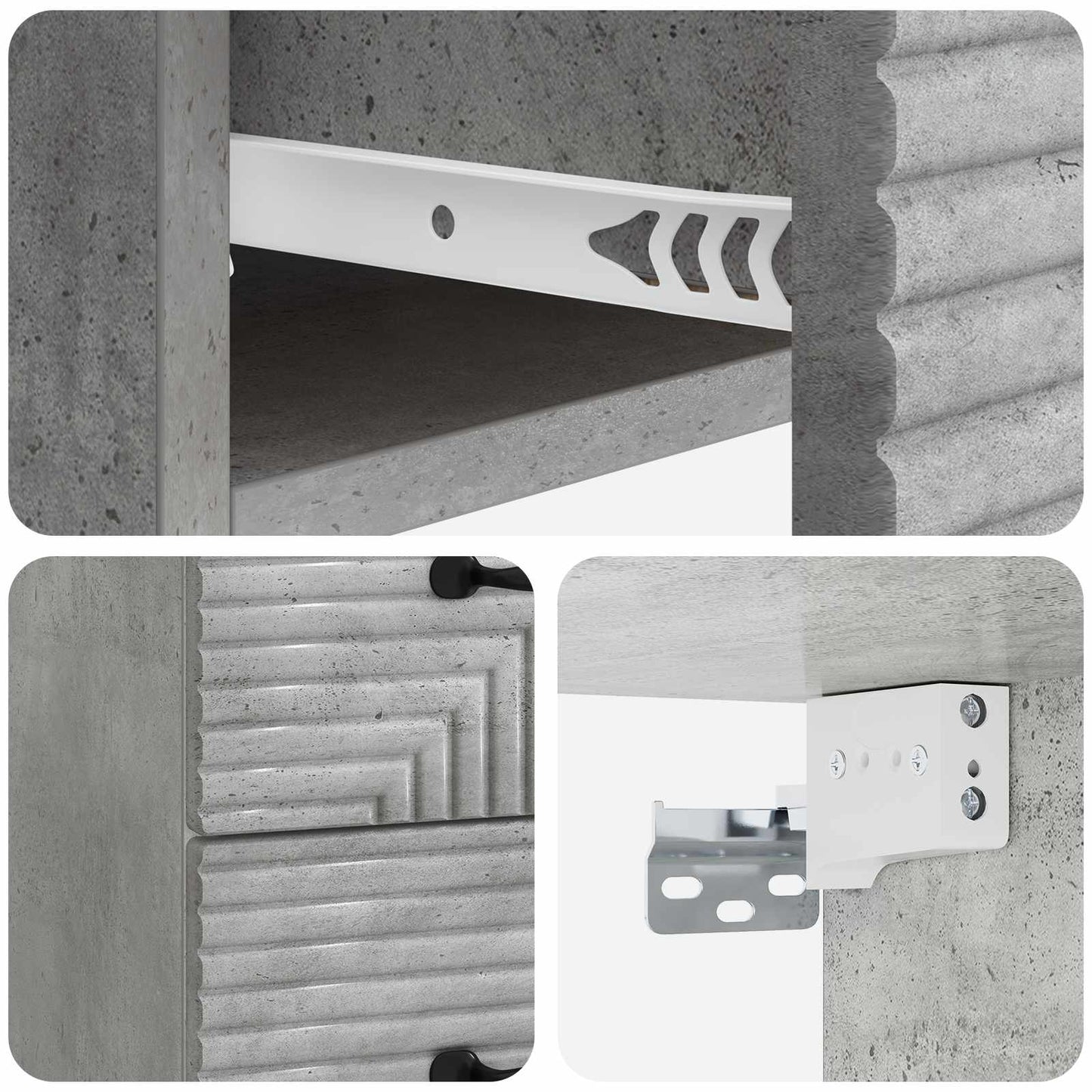 vidaXL Wall-Mounted Bedside Cabinet Concrete Grey 34.5 x 33 x 40 cm