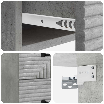 vidaXL Wall-Mounted Bedside Cabinet Concrete Grey 34.5 x 33 x 40 cm