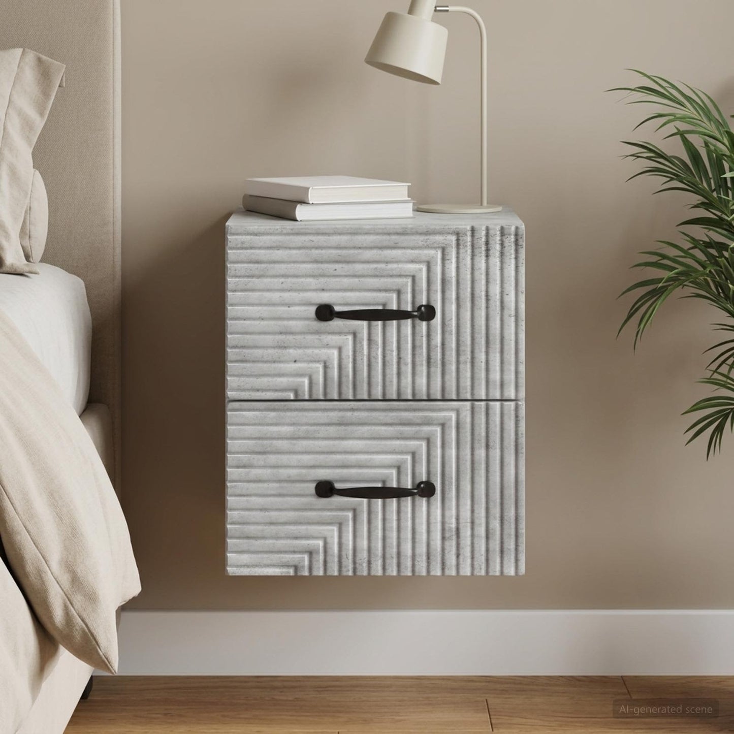 vidaXL Wall-Mounted Bedside Cabinet Concrete Grey 34.5 x 33 x 40 cm