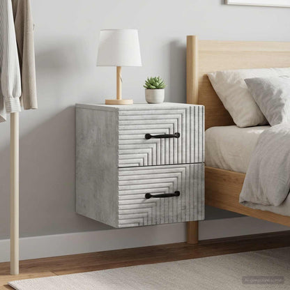 vidaXL Wall-Mounted Bedside Cabinet with Drawer 2 pcs Concrete Grey