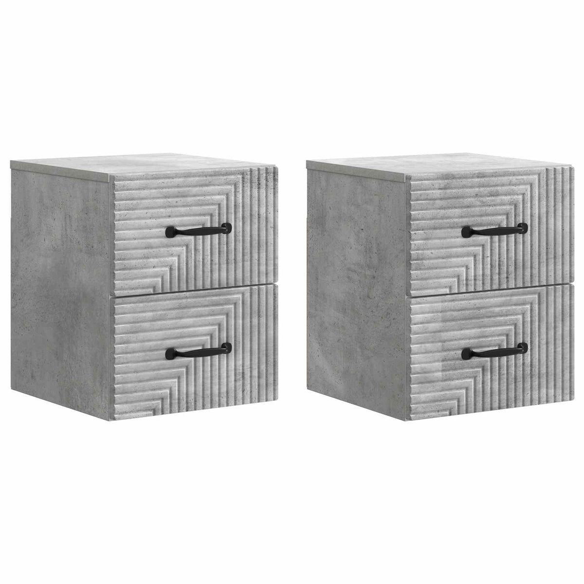vidaXL Wall-Mounted Bedside Cabinet 2 pcs Concrete Grey