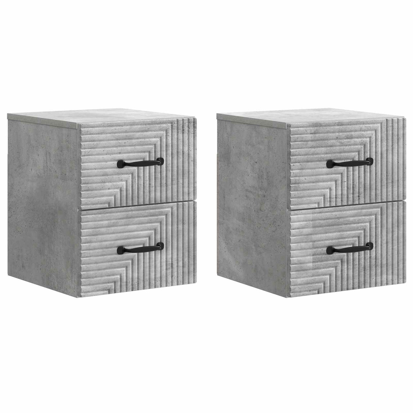 vidaXL Wall-Mounted Bedside Cabinet with Drawer 2 pcs Concrete Grey