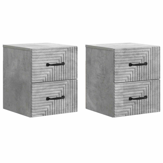 vidaXL Wall-Mounted Bedside Cabinet with Drawer 2 pcs Concrete Grey