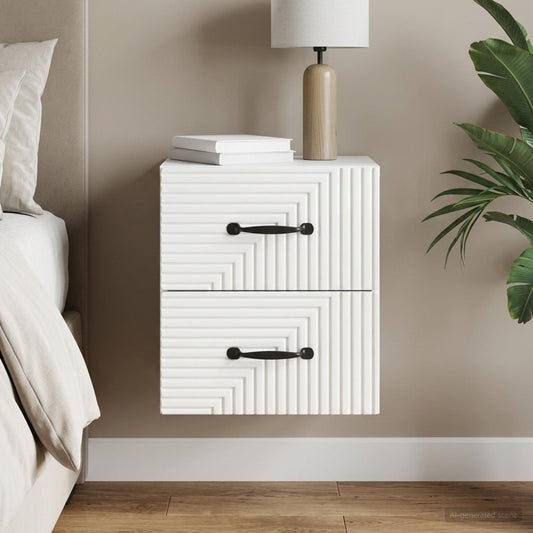vidaXL Wall-Mounted Bedside Cabinet High Gloss White 34.5 x 33 x 40 cm