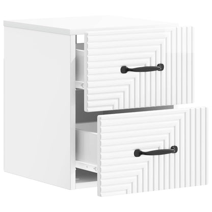 vidaXL Wall-Mounted Bedside Cabinet High Gloss White 34.5 x 33 x 40 cm
