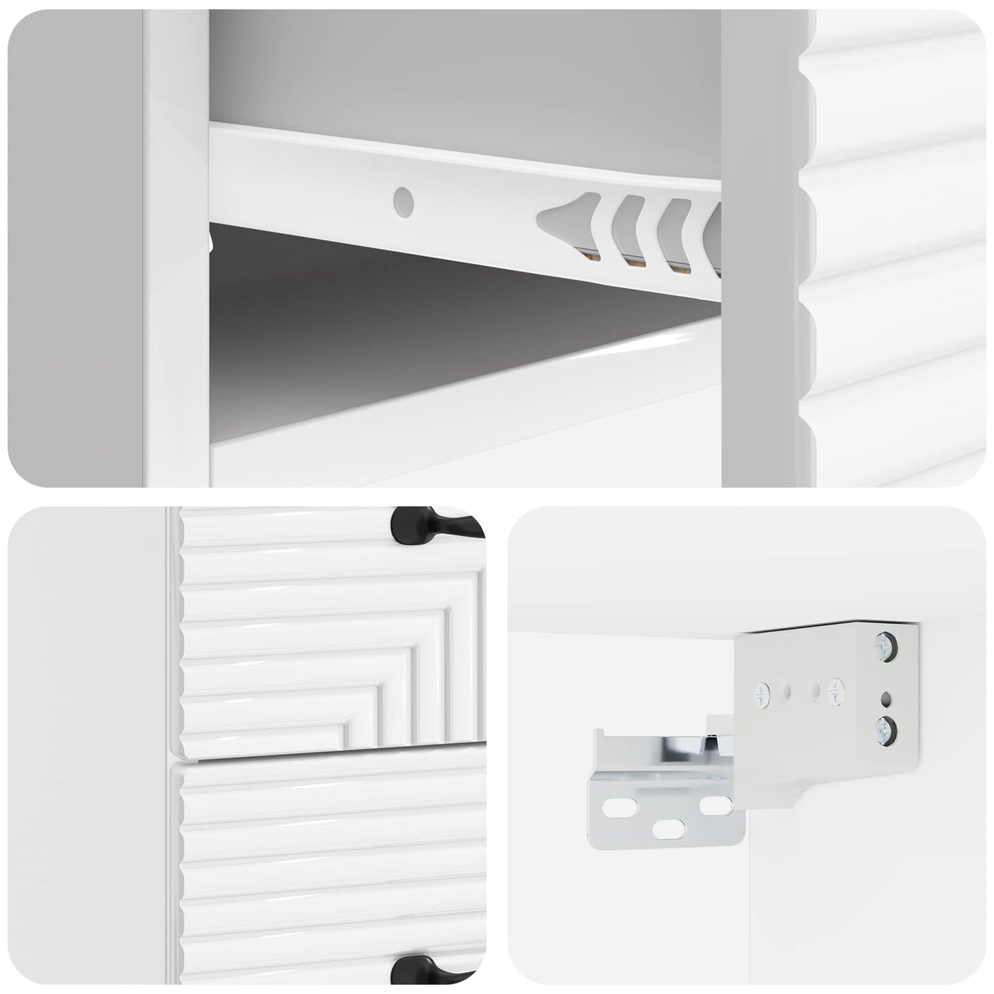 vidaXL Wall-Mounted Bedside Cabinet with Drawer 2 pcs High Gloss White