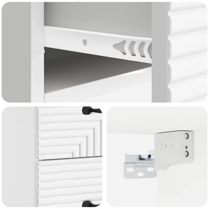 vidaXL Wall-Mounted Bedside Cabinet with Drawer 2 pcs High Gloss White