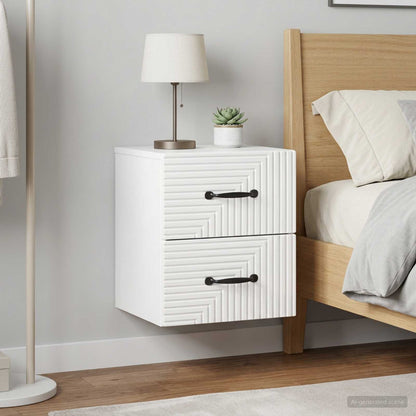vidaXL Wall-Mounted Bedside Cabinet with Drawer 2 pcs High Gloss White