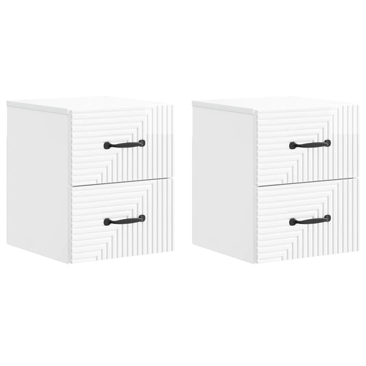 vidaXL Wall-Mounted Bedside Cabinet with Drawer 2 pcs High Gloss White