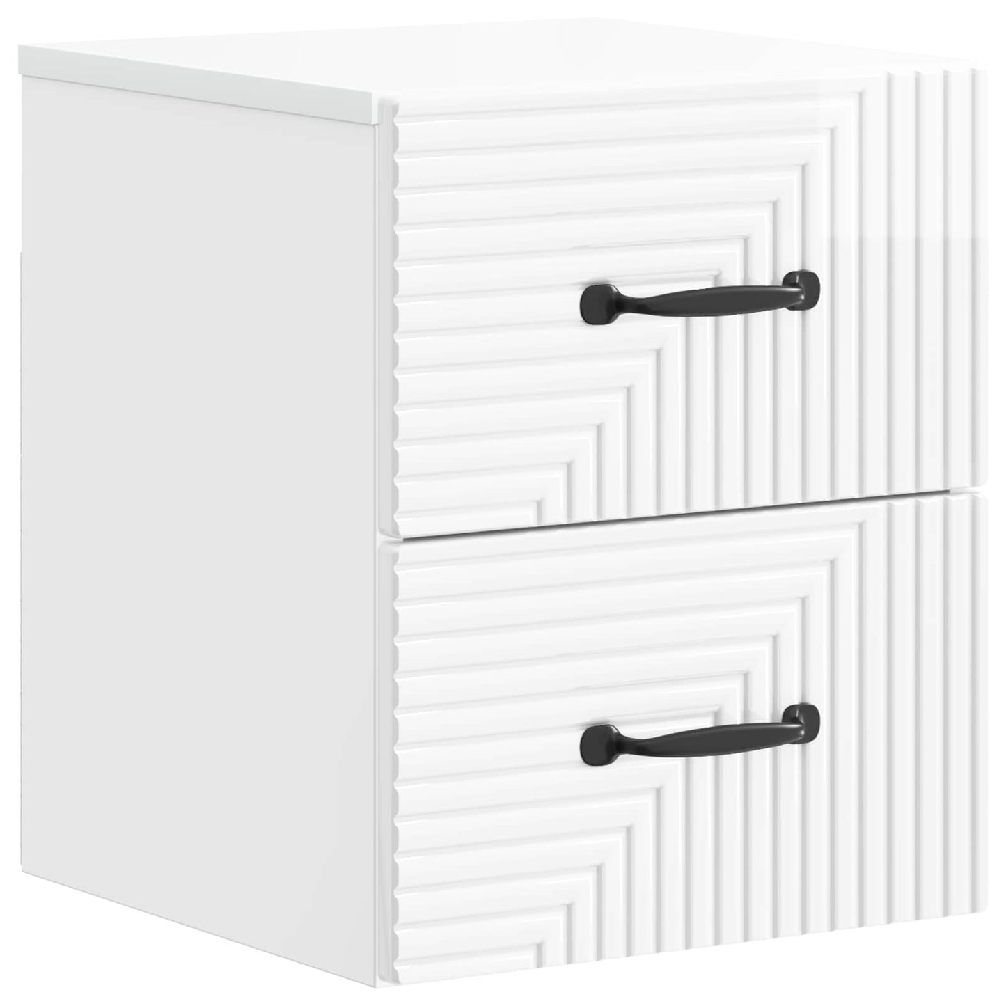 vidaXL Wall-Mounted Bedside Cabinet with Drawer 2 pcs High Gloss White