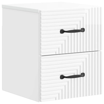 vidaXL Wall-Mounted Bedside Cabinet with Drawer 2 pcs High Gloss White