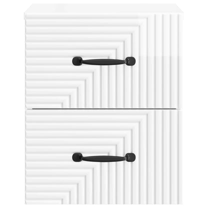 vidaXL Wall-Mounted Bedside Cabinet with Drawer 2 pcs High Gloss White