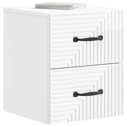 vidaXL Wall-Mounted Bedside Cabinet with Drawer 2 pcs High Gloss White
