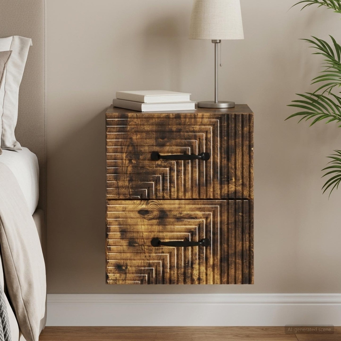vidaXL Wall-Mounted Bedside Cabinet Smoked Oak 34.5 x 33 x 40 cm