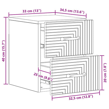 vidaXL Wall-Mounted Bedside Cabinet Smoked Oak 34.5 x 33 x 40 cm