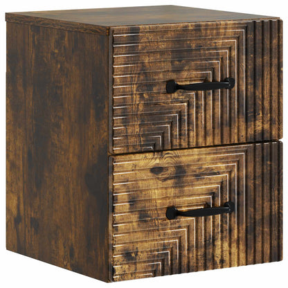 vidaXL Wall-Mounted Bedside Cabinet 2 pcs Smoked Oak 34.5 x 33 x 40 cm