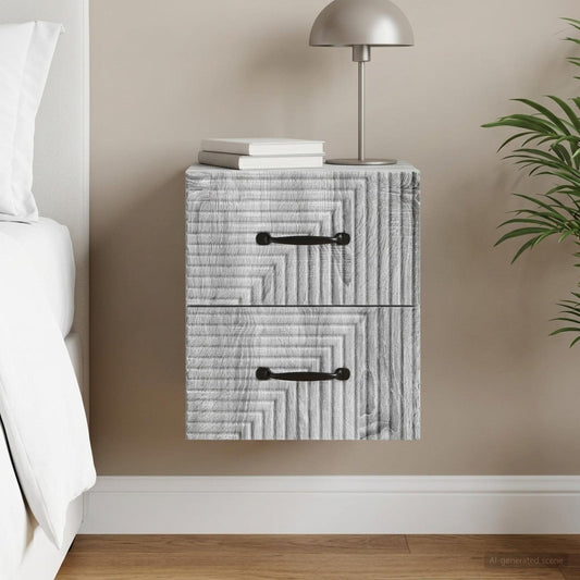 vidaXL Wall-Mounted Bedside Cabinet Grey Sonoma 34.5 x 33 x 40 cm