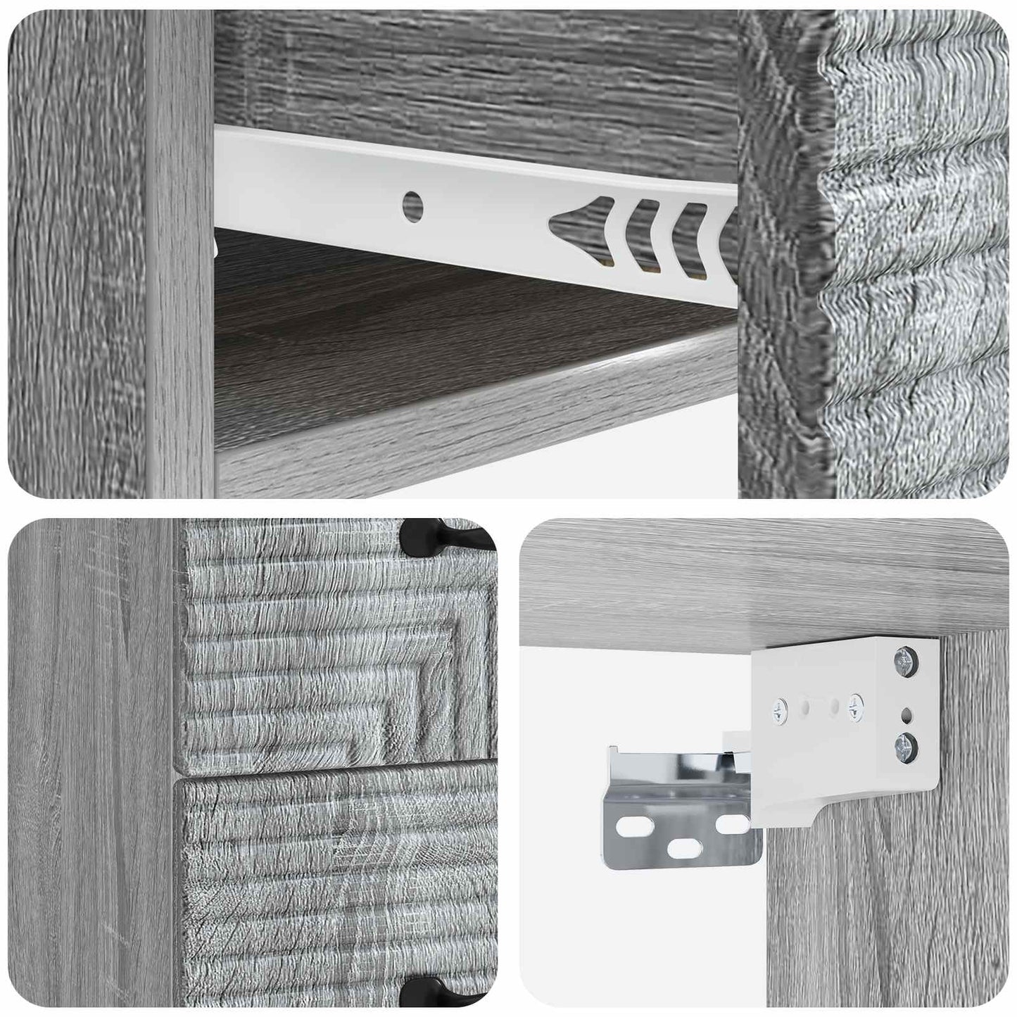 vidaXL Wall-Mounted Bedside Cabinet 2 pcs Grey Sonoma Engineered Wood