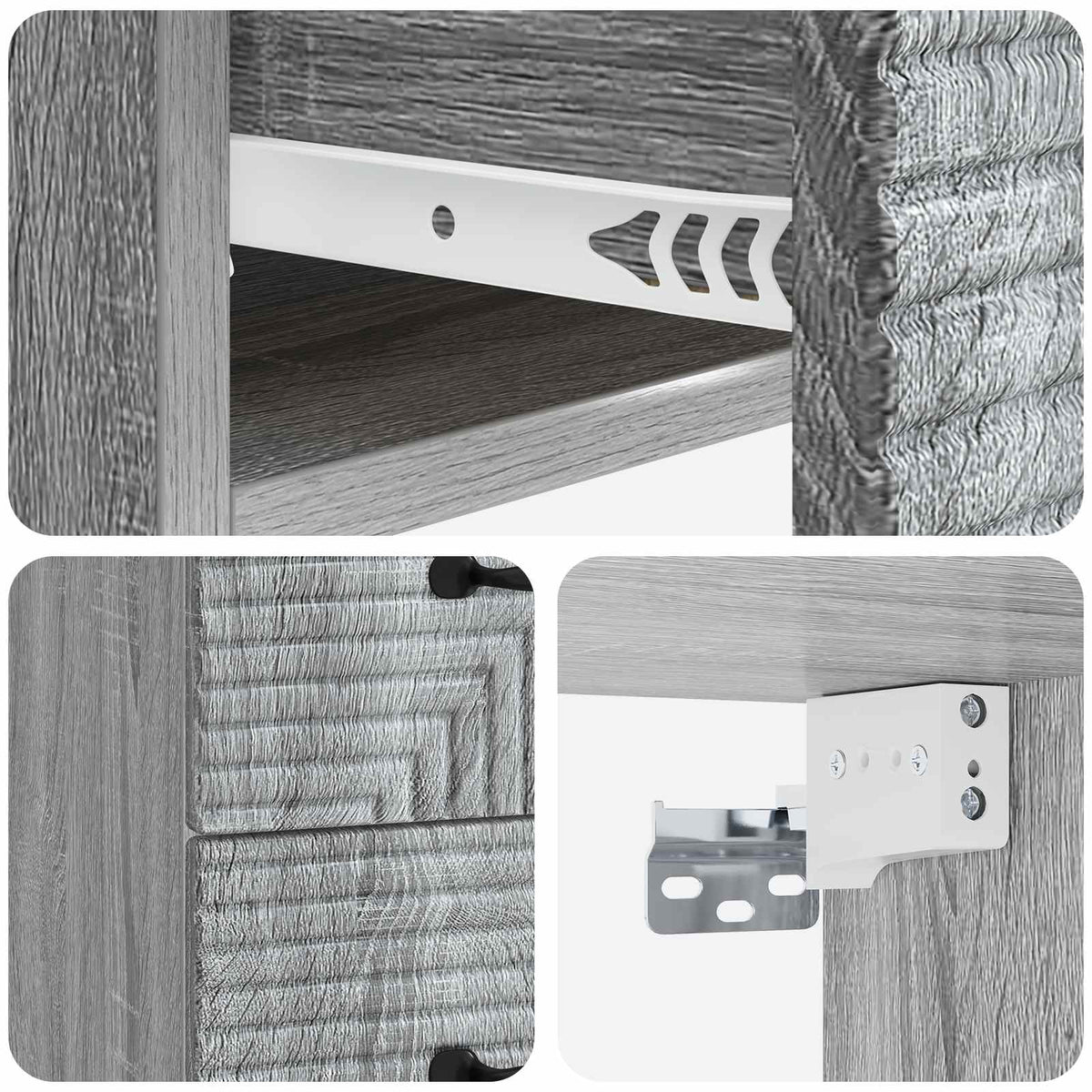 vidaXL Wall-Mounted Bedside Cabinet 2 pcs Grey Sonoma