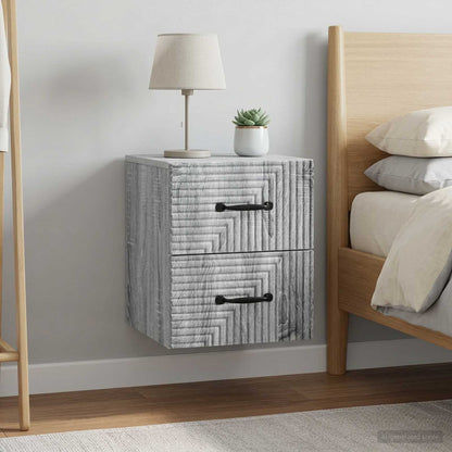 vidaXL Wall-Mounted Bedside Cabinet 2 pcs Grey Sonoma Engineered Wood