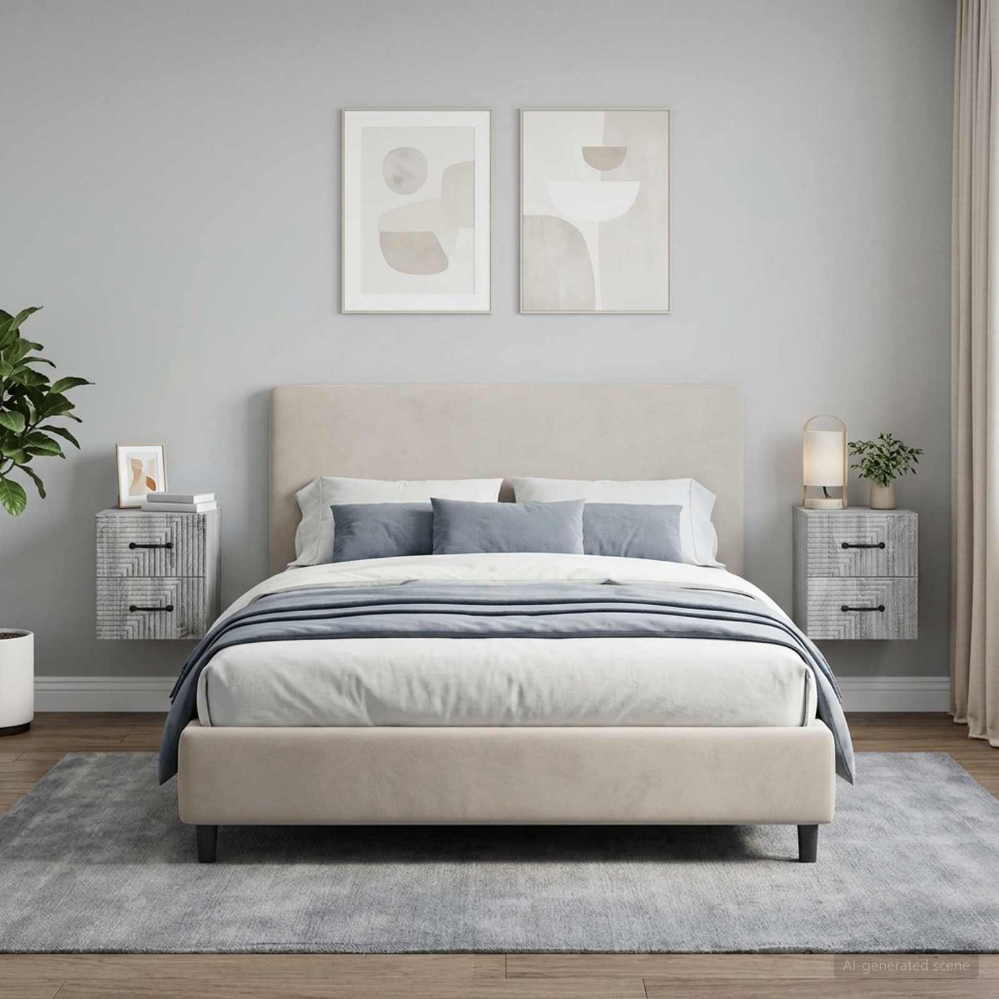 vidaXL Wall-Mounted Bedside Cabinet 2 pcs Grey Sonoma Engineered Wood