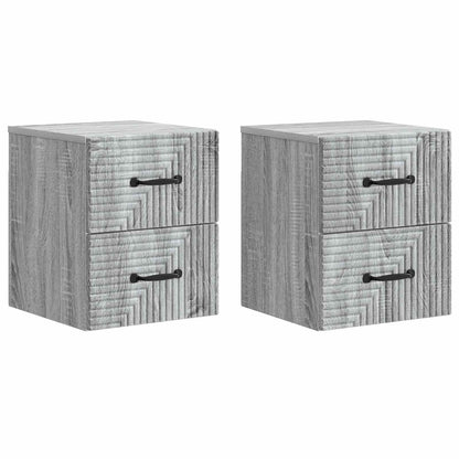 vidaXL Wall-Mounted Bedside Cabinet 2 pcs Grey Sonoma Engineered Wood