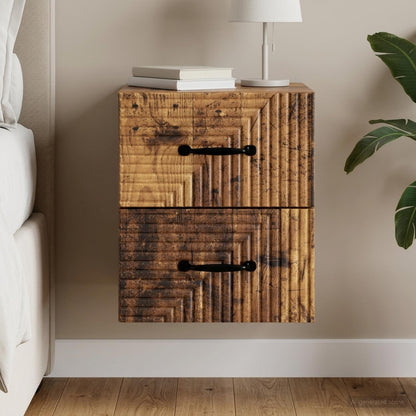vidaXL Wall-Mounted Bedside Cabinet Old Wood 34.5 x 33 x 40 cm