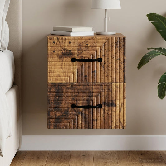vidaXL Wall-Mounted Bedside Cabinet Old Wood 34.5 x 33 x 40 cm