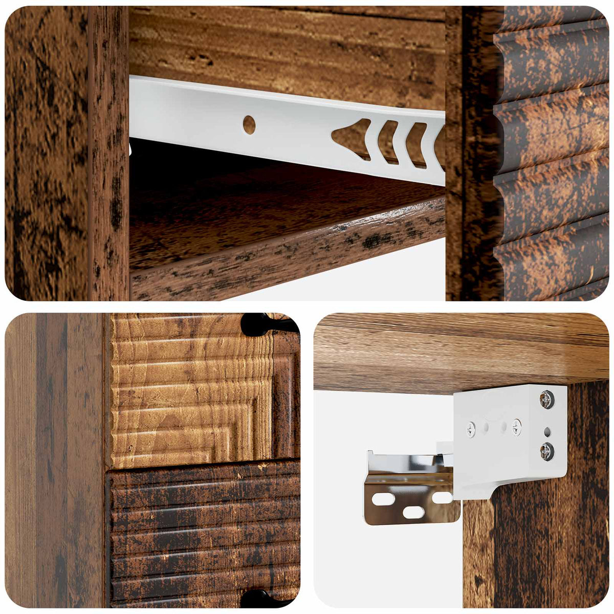 vidaXL Wall-Mounted Bedside Cabinet 2 pcs Old Wood 34.5 x 33 x 40 cm