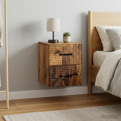 vidaXL Wall-Mounted Bedside Cabinet 2 pcs Old Wood 34.5 x 33 x 40 cm