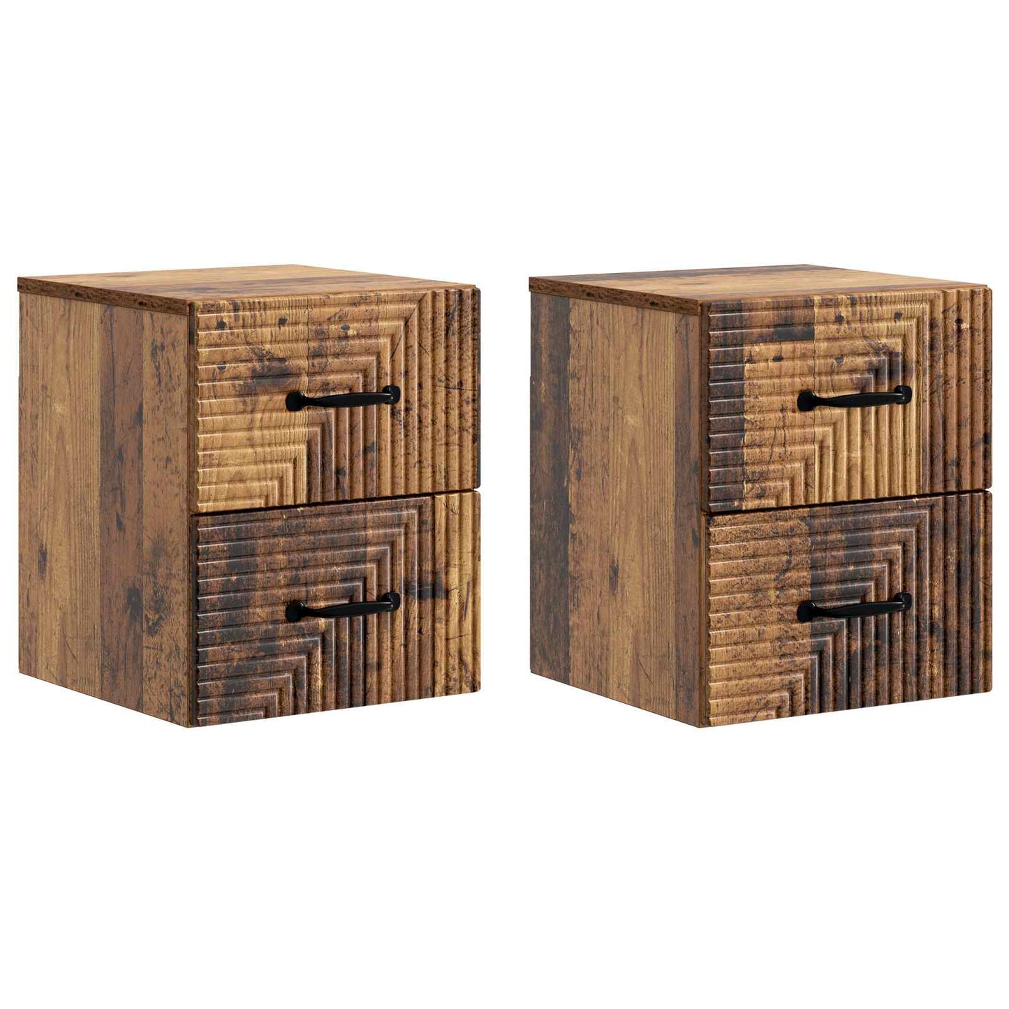 vidaXL Wall-Mounted Bedside Cabinet 2 pcs Old Wood 34.5 x 33 x 40 cm