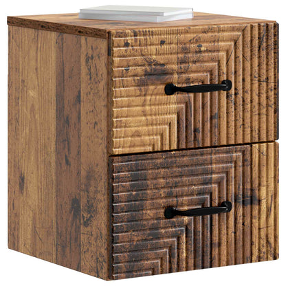 vidaXL Wall-Mounted Bedside Cabinet 2 pcs Old Wood 34.5 x 33 x 40 cm