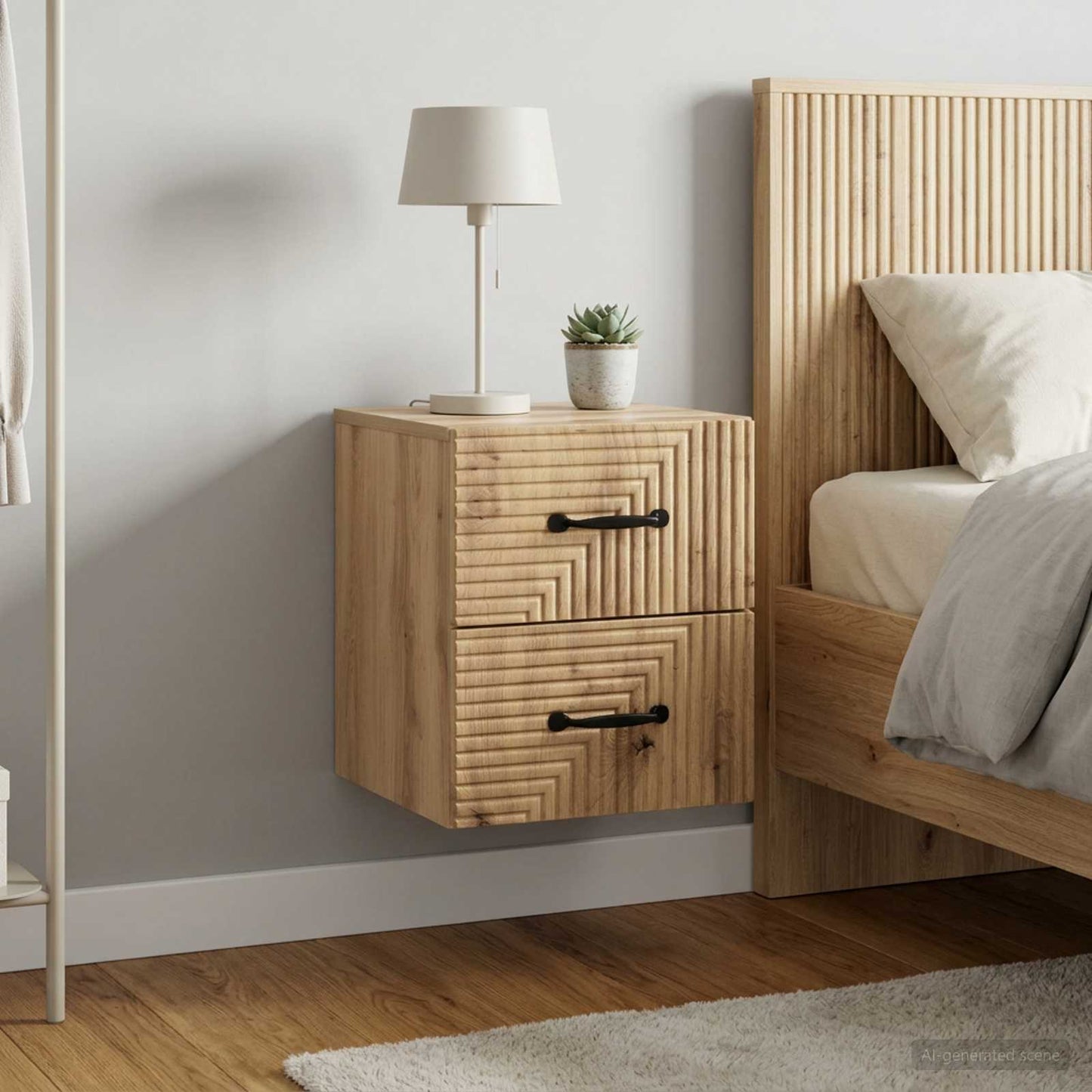 vidaXL Wall-Mounted Bedside Cabinet 2 pcs Artisan Oak