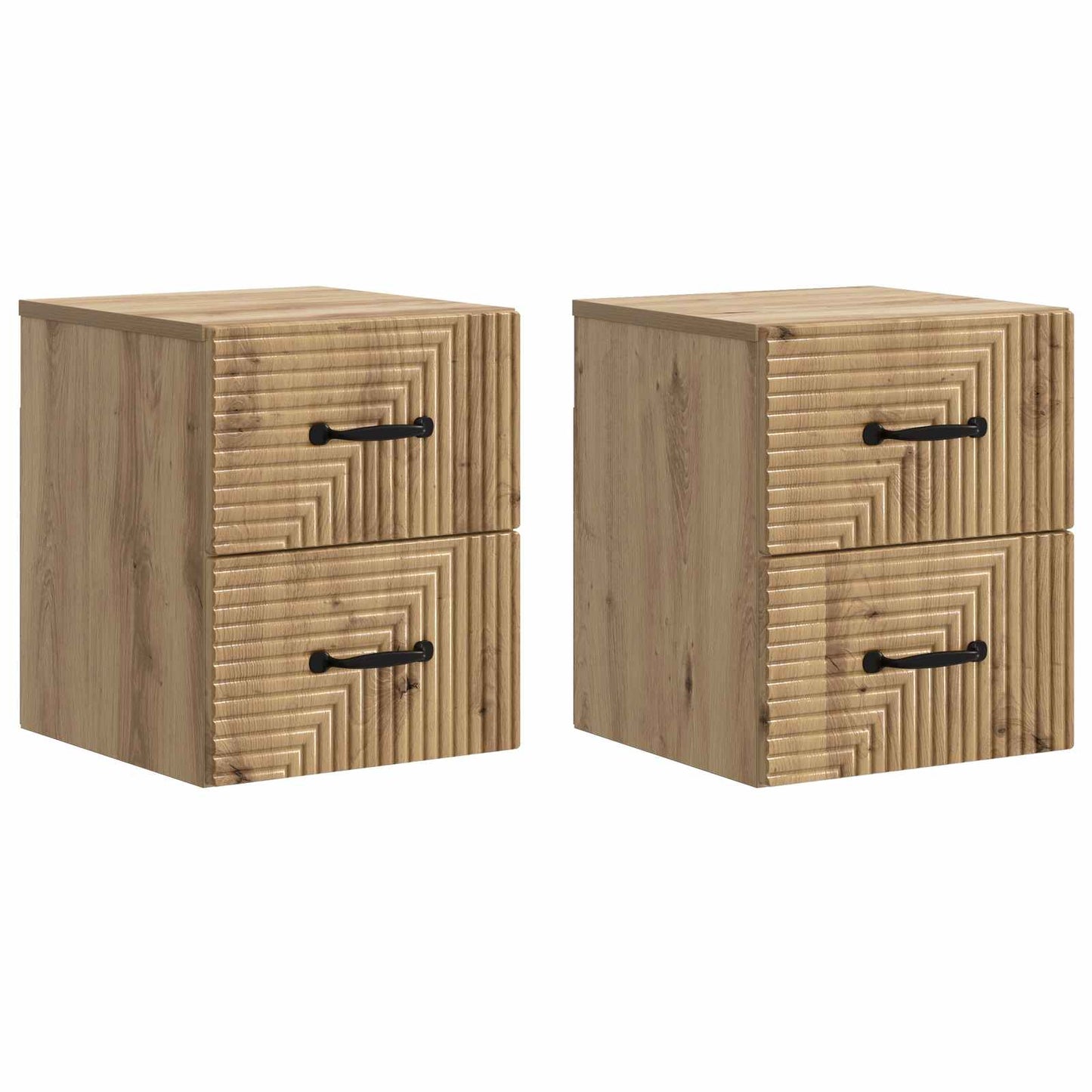 vidaXL Wall-Mounted Bedside Cabinet 2 pcs Artisan Oak