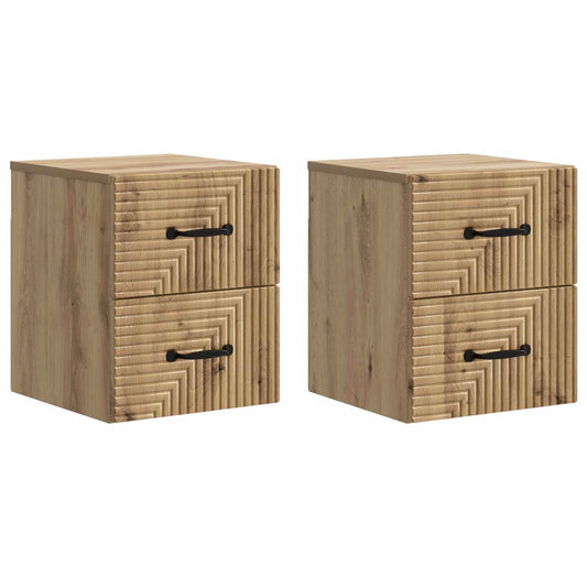 vidaXL Wall-Mounted Bedside Cabinet 2 pcs Artisan Oak