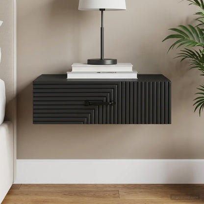 vidaXL Wall-Mounted Side Table Black 59 x 34.5 x 17 cm Engineered Wood