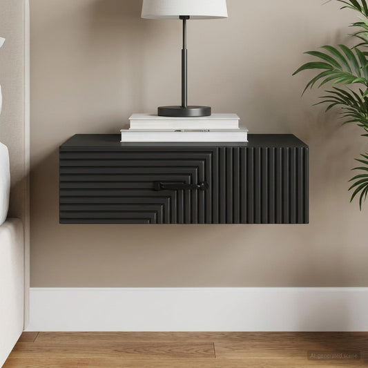 vidaXL Wall-Mounted Side Table Black 59 x 34.5 x 17 cm Engineered Wood
