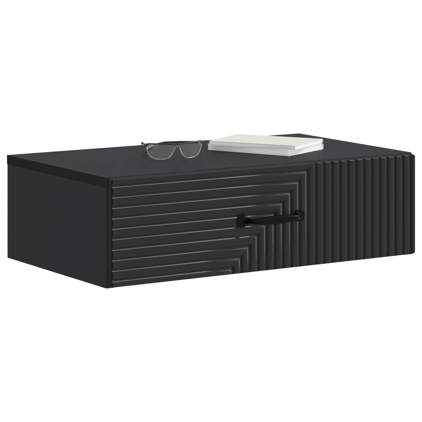 vidaXL Wall-Mounted Side Table Black 59 x 34.5 x 17 cm Engineered Wood
