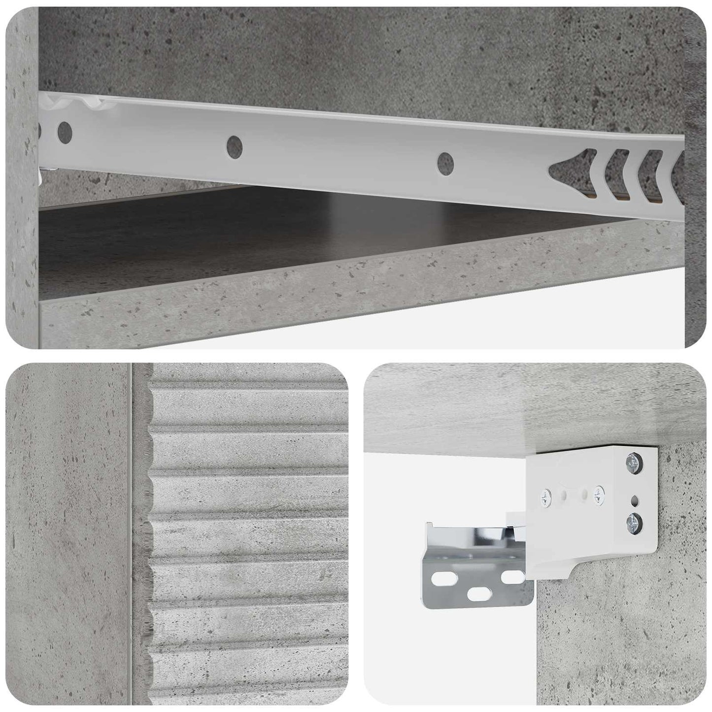 vidaXL Wall-Mounted Side Table Concrete Grey 59 x 34.5 x 17 cm