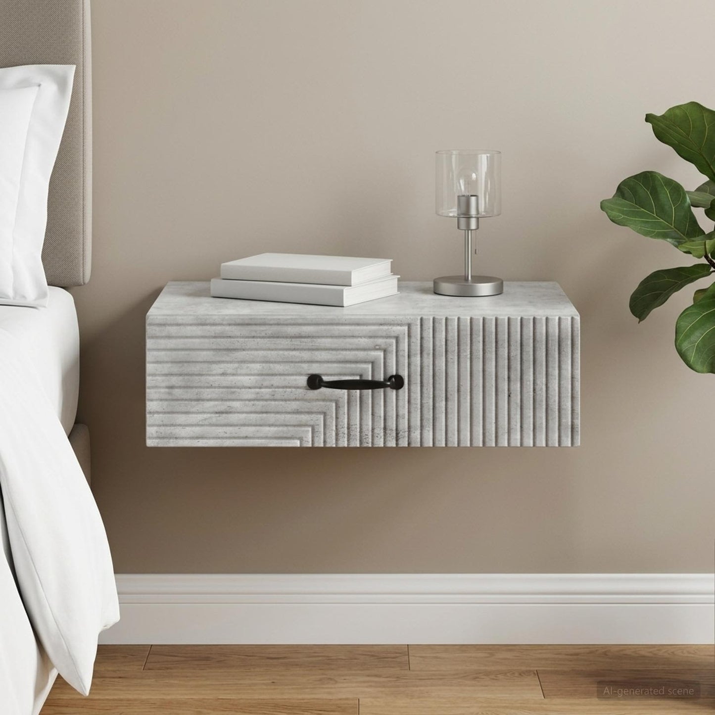 vidaXL Wall-Mounted Side Table Concrete Grey 59 x 34.5 x 17 cm