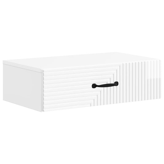 vidaXL Wall-Mounted Side Table High Gloss White 59 x 34.5 x 17 cm