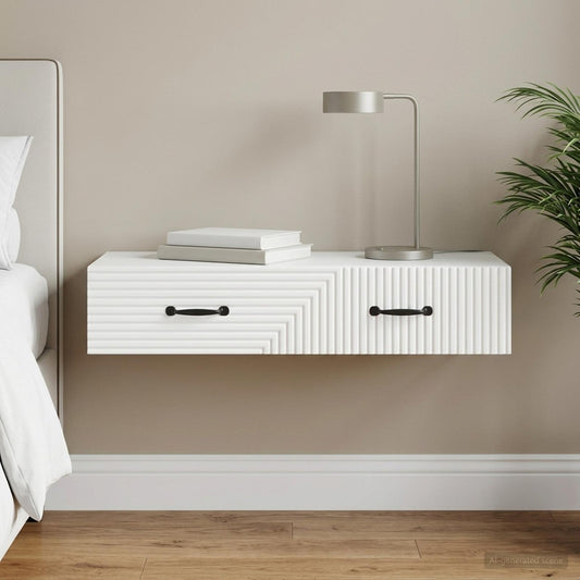 vidaXL Wall-Mounted Side Table Wall-mounted White 87.5 x 34.5 x 17 cm