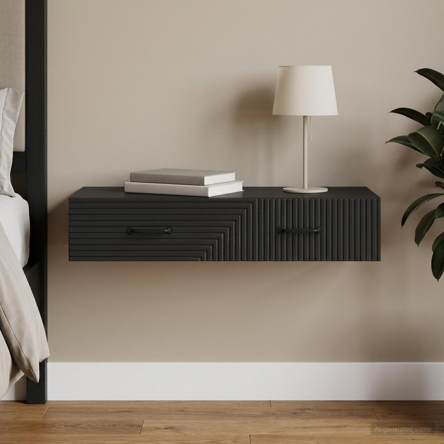 vidaXL Wall-Mounted Side Table Wall-mounted Black 87.5 x 34.5 x 17 cm